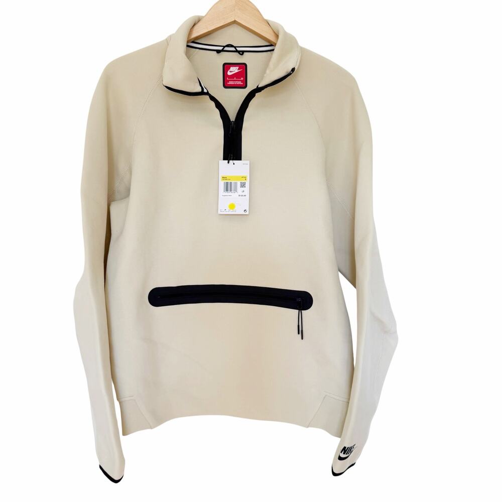 Nike Tech Fleece 1/2 Sweatshirt Coconut Cream Beige Sz S